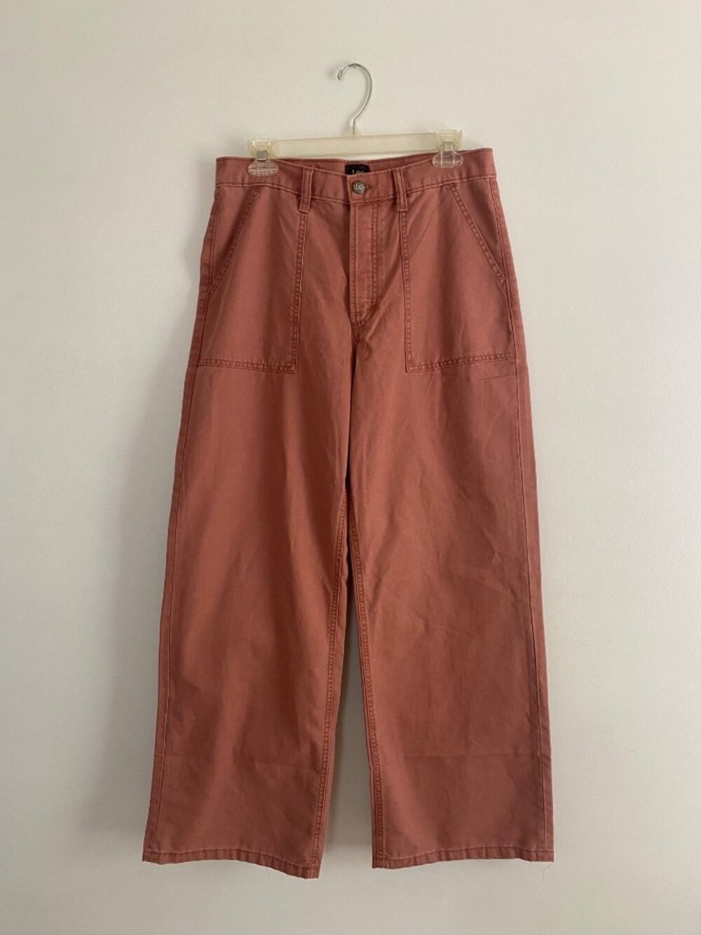 Lee High-Waisted Rust Wide-Leg Cotton Pants Size 28 Button-Fly
